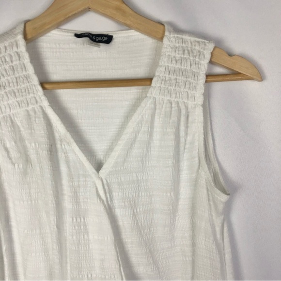 Cable & Gauge White Textured Wrap Front Tank Top S - Picture 3 of 3